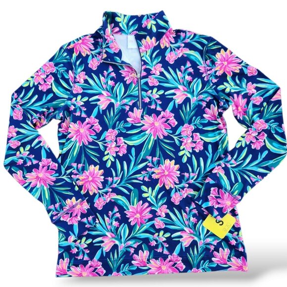 Stella Parker Other - Stella Parker Women Shirt Blue Mock Neck Sun Swim UPF50 Long Sleeve Size Small